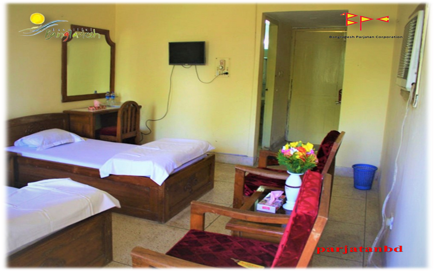 Room AC Twin Bed -1, Parjatan Hotel Ne-Taung, Teknaf, Coxs Bazar