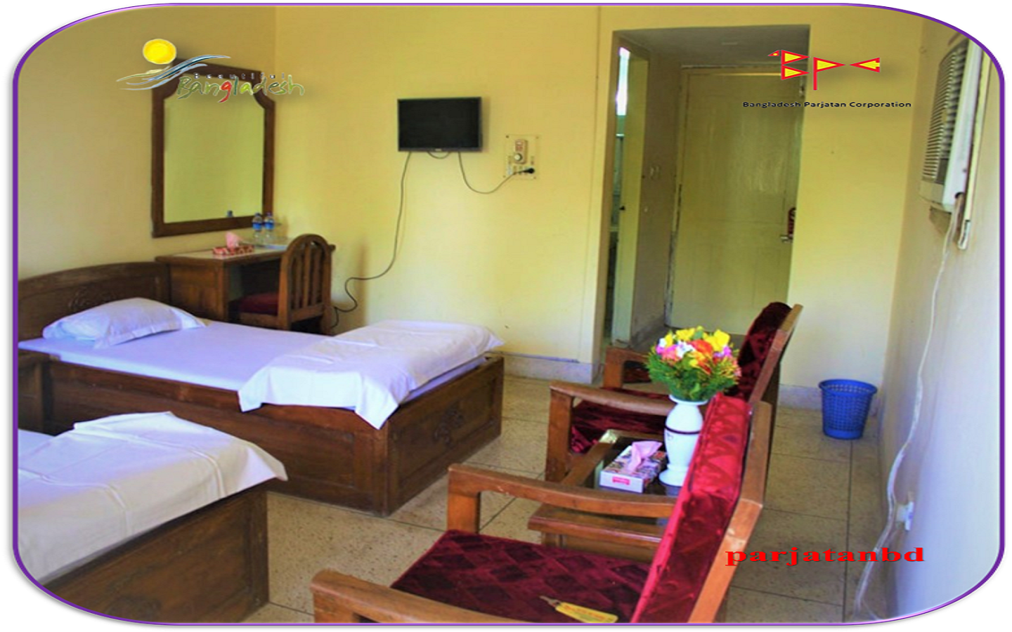 Room AC Twin Bed -1, Parjatan Hotel Ne-Taung, Teknaf, Coxs Bazar
